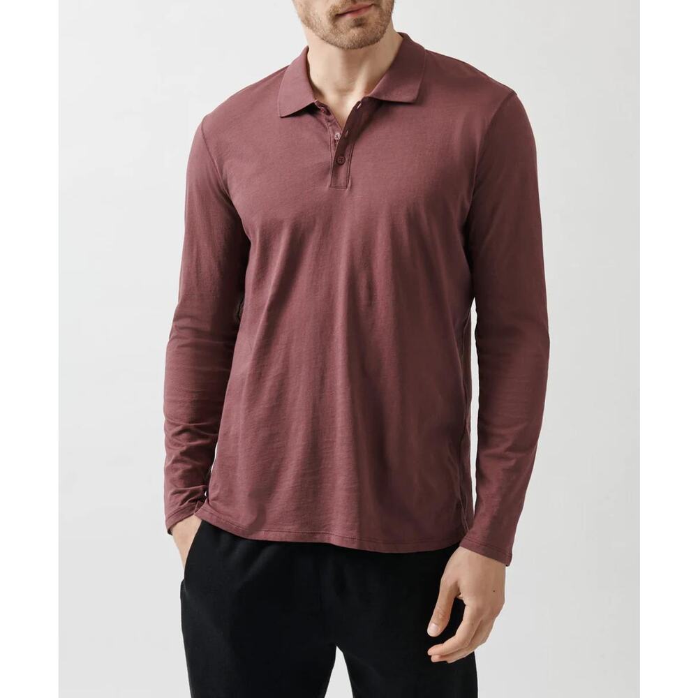 ATM Anthony Thomas Melillo Mens Long Sleeve Polo Sz Small Red Cotton Jersey NWT - Picture 4 of 6